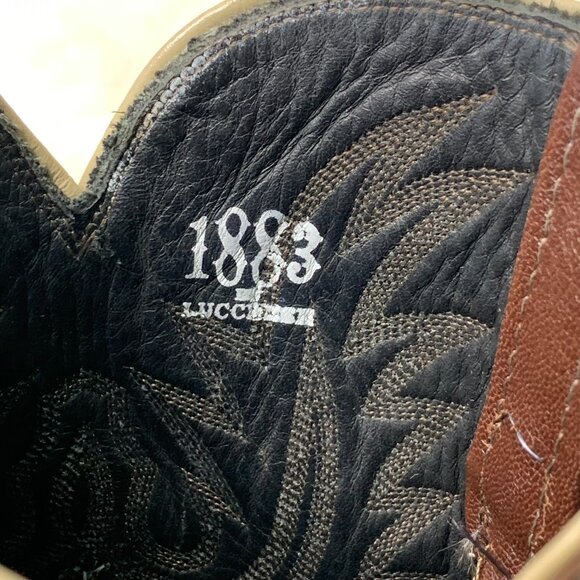 Lucchese 1883 Men's Brown Leather Lizard Western Cowboy Boots Size 9 - Picture 9 of 10